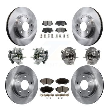 Front Rear Hub Bearings Assembly Disc Brake Rotors And Pads Kit (10Pc) For Mazda 3 Sport KBB-113328