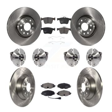 Front Rear Hub Bearing Assembly Disc Brake Rotors And Pads Kit (10Pc) For Audi TT Quattro KBB-113342