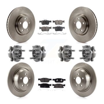 Front Rear Hub Bearings Disc Brake Rotors And Pads Kit (10Pc) For Lincoln Continental AWD KBB-113343
