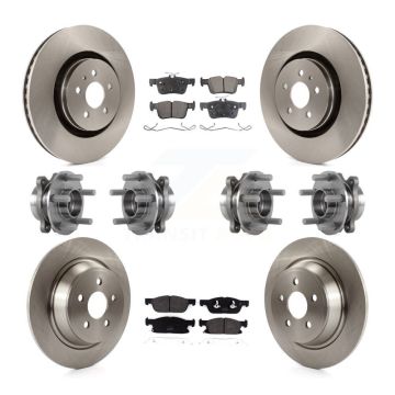 Front Rear Hub Bearings Disc Brake Rotors And Pads Kit (10Pc) For Lincoln Continental AWD KBB-113347