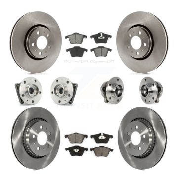 Front Rear Hub Bearing Disc Brake Rotors And Pads Kit (10Pc) For 2008-2014 Volvo XC90 AWD KBB-113375
