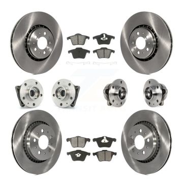 Front Rear Hub Bearing Disc Brake Rotors And Pads Kit (10Pc) For 2008-2014 Volvo XC90 AWD KBB-113376
