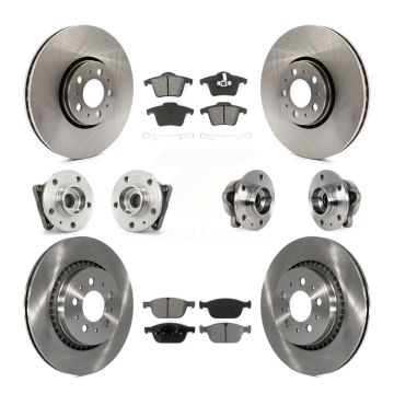 Front Rear Hub Bearing Disc Brake Rotors And Pads Kit (10Pc) For 2008-2014 Volvo XC90 AWD KBB-113377