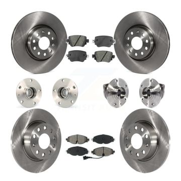 Front Rear Hub Bearings Assembly Disc Brake Rotors And Pads Kit (10Pc) For Volkswagen GTI KBB-113382
