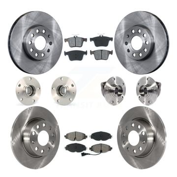Front Rear Hub Bearing Assembly Disc Brake Rotor And Pad Kit (10Pc) For 2016 Audi A3 2.0L KBB-113383