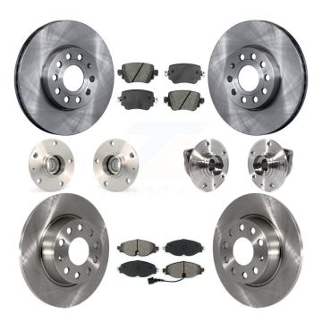 Front Rear Hub Bearing Disc Brake Rotor And Pad Kit (10Pc) For Volkswagen Golf SportWagen KBB-113384
