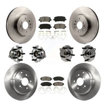 Front Rear Hub Bearings Disc Brake Rotors And Pads Kit (10Pc) For 2011-2014 Honda Odyssey KBB-113385