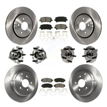 Front Rear Hub Bearings Disc Brake Rotors And Pads Kit (10Pc) For 2015-2017 Honda Odyssey KBB-113386