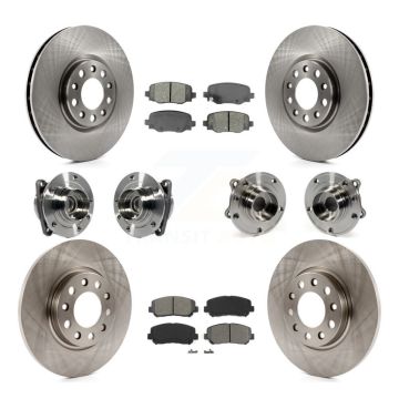 Front Rear Hub Bearing Disc Brake Rotor And Pad Kit (10Pc) For 2015-2017 Chrysler 200 FWD KBB-113393