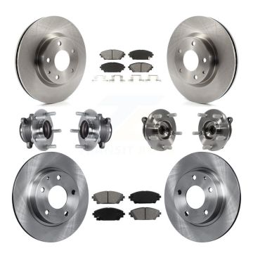 Front Rear Hub Bearings Assembly Disc Brake Rotors And Pads Kit (10Pc) For Mazda 3 Sport KBB-113398