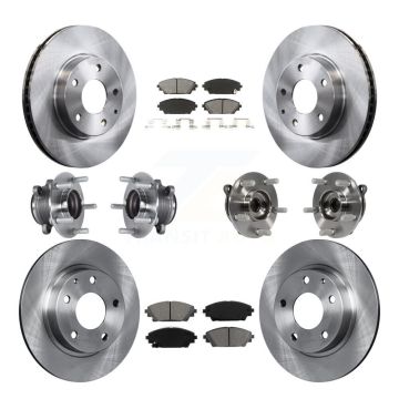 Front Rear Hub Bearings Assembly Disc Brake Rotors And Pads Kit (10Pc) For Mazda 3 Sport KBB-113399