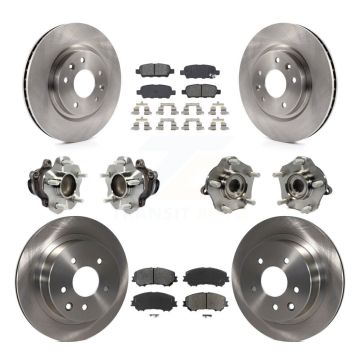 Front Rear Hub Bearing Disc Brake Rotor And Pad Kit (10Pc) For Nissan Rogue Sport Qashqai KBB-113400