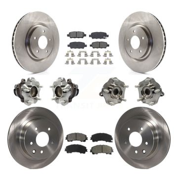 Front Rear Hub Bearing Disc Brake Rotor And Semi-Metallic Pad Kit (10Pc) For Nissan Rogue KBB-113401