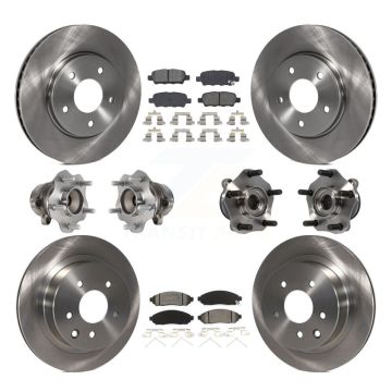 Front Rear Hub Bearing Disc Brake Rotor And Semi-Metallic Pads Kit (10Pc) For Nissan LEAF KBB-113402