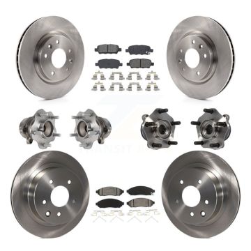 Front Rear Hub Bearing Disc Brake Rotor And Semi-Metallic Pads Kit (10Pc) For Nissan LEAF KBB-113403