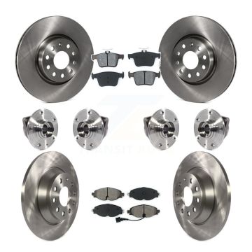 Front Rear Hub Bearing Assembly Disc Brake Rotors And Pads Kit (10Pc) For Audi TT Quattro KBB-113414