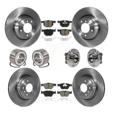Front Rear Wheel Hub Bearing Disc Brake Rotors And Pads Shoe Kit (10Pc) For 2006 BMW 330i KBB-113419