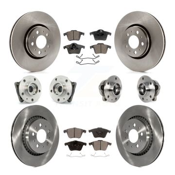 Front Rear Hub Bearing Disc Brake Rotors And Pads Kit (10Pc) For 2008-2014 Volvo XC90 AWD KBB-113424