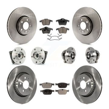 Front Rear Hub Bearing Disc Brake Rotors And Pads Kit (10Pc) For 2008-2014 Volvo XC90 AWD KBB-113426