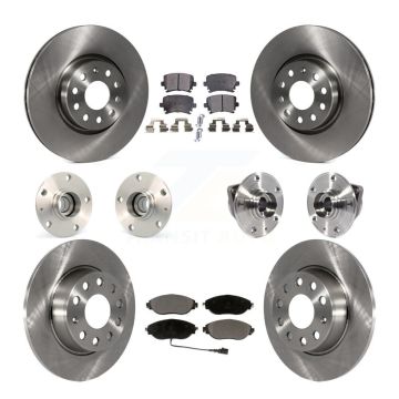 Front Rear Hub Bearings Disc Brake Rotors And Ceramic Pads Kit (10Pc) For Volkswagen GTI KBB-113429