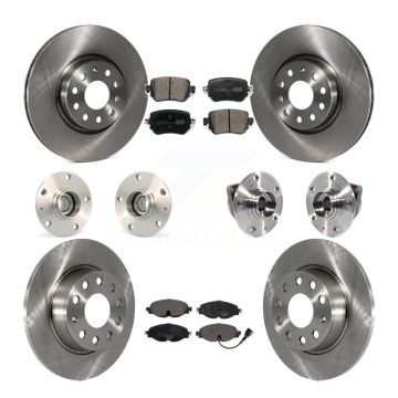 Front Rear Hub Bearings Disc Brake Rotors And Ceramic Pads Kit (10Pc) For Volkswagen GTI KBB-113432