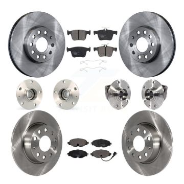 Front Rear Hub Bearing Disc Brake Rotor And Ceramic Pads Kit (10Pc) For 2016 Audi A3 2.0L KBB-113433