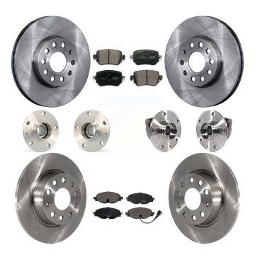 Front Rear Hub Bearing Disc Brake Rotor And Pad Kit (10Pc) For Volkswagen Golf SportWagen KBB-113434