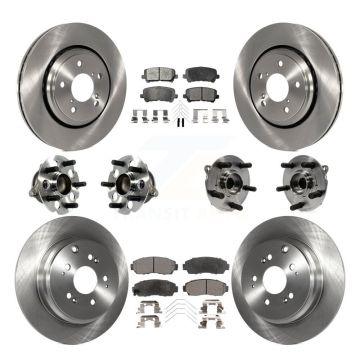 Front Rear Hub Bearings Disc Brake Rotors And Pads Kit (10Pc) For 2015-2017 Honda Odyssey KBB-113436