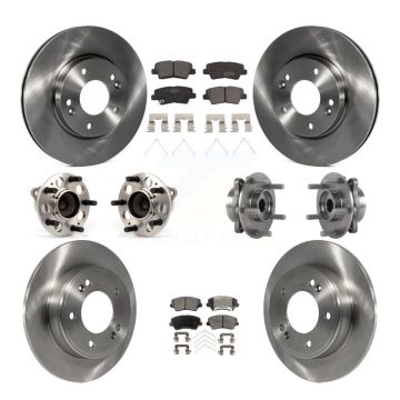 Front Rear Hub Bearings Disc Brake Rotors And Pads Kit (10Pc) For 2017 Hyundai Elantra GT KBB-113441