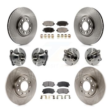 Front Rear Hub Bearing Disc Brake Rotor And Pad Kit (10Pc) For 2015-2017 Chrysler 200 FWD KBB-113445