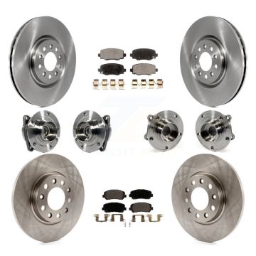 Front Rear Hub Bearing Disc Brake Rotor And Pad Kit (10Pc) For 2015-2017 Chrysler 200 FWD KBB-113446
