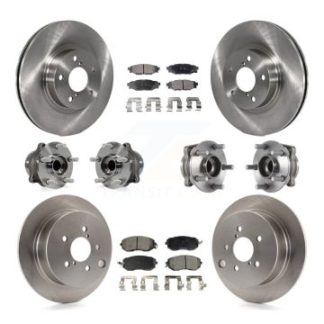 Front Rear Hub Bearings Disc Brake Rotors And Ceramic Pads Kit (10Pc) For Subaru Impreza KBB-113447