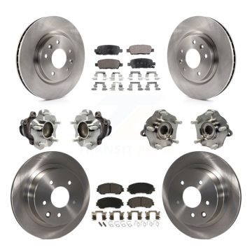 Front Rear Hub Bearing Disc Brake Rotor And Pad Kit (10Pc) For Nissan Rogue Sport Qashqai KBB-113453