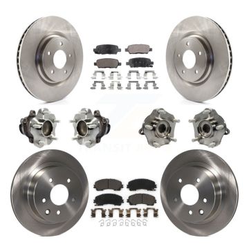 Front Rear Hub Bearings Disc Brake Rotors And Ceramic Pads Kit (10Pc) For Nissan Rogue KBB-113454