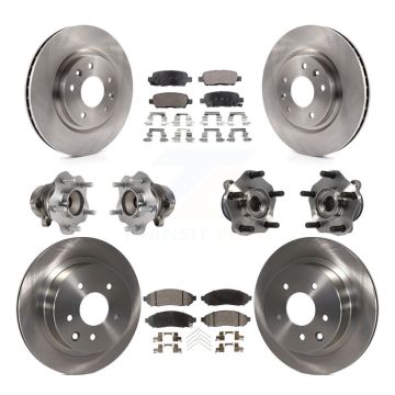 Front Rear Hub Bearings Disc Brake Rotors And Ceramic Pads Kit (10Pc) For Nissan LEAF KBB-113456
