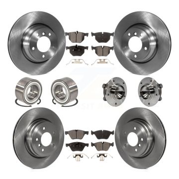 Front Rear Hub Bearing Disc Brake Rotor And Ceramic Pad Shoe Kit (10Pc) For 2006 BMW 330i KBB-113497