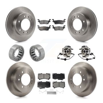 Front Rear Hub Bearing Disc Brake Rotor & Pad Shoe Kit (10Pc) For 2009-2010 Hummer H3T H3 KBB-113498