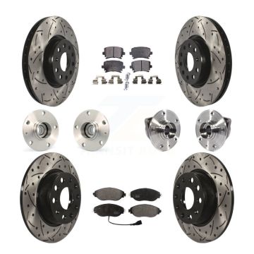 Front Rear Hub Bearings Coated Disc Brake Rotors And Pads Kit (10Pc) For Volkswagen GTI KBB-113504