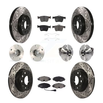Front Rear Hub Bearing Coated Disc Brake Rotors And Pads Kit (10Pc) For 2016 Audi A3 2.0L KBB-113507