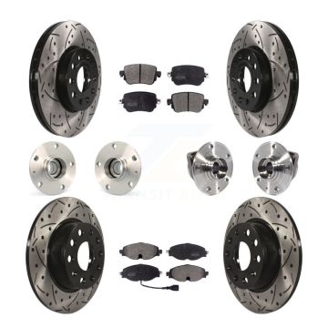 Front Rear Hub Bearing Coated Brake Rotor & Pad Kit (10Pc) For Volkswagen Golf SportWagen KBB-113508