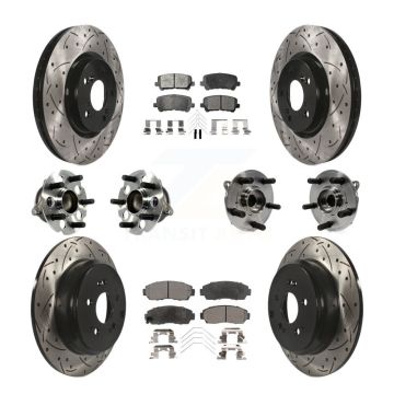 Front Rear Hub Bearing Coated Disc Brake Rotor Pad Kit (10Pc) For 2011-2014 Honda Odyssey KBB-113509