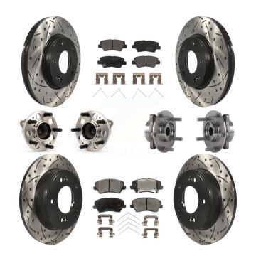 Front Rear Hub Bearing Coated Disc Brake Rotor Pad Kit (10Pc) For 2017 Hyundai Elantra GT KBB-113514