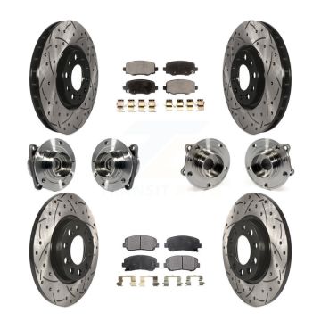Front Rear Hub Bearing Coated Brake Rotor & Pad Kit (10Pc) For 2015-2017 Chrysler 200 FWD KBB-113518