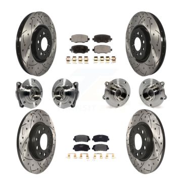 Front Rear Hub Bearing Coated Brake Rotor & Pad Kit (10Pc) For 2015-2017 Chrysler 200 FWD KBB-113519