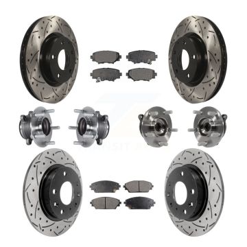 Front Rear Hub Bearings Coated Disc Brake Rotors And Pads Kit (10Pc) For Mazda 3 Sport KBB-113523