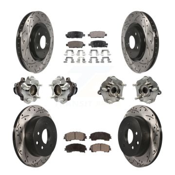 Front Rear Hub Bearings Coated Disc Brake Rotors And Pads Kit (10Pc) For Nissan Rogue KBB-113526