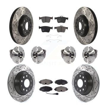Front Rear Hub Bearings Coated Disc Brake Rotors And Pads Kit (10Pc) For Audi TT Quattro KBB-113540