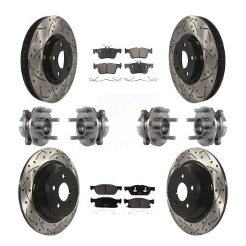 Front Rear Hub Bearing Coated Disc Brake Rotor Pad Kit (10Pc) For Lincoln Continental AWD KBB-113541