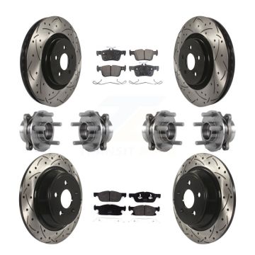 Front Rear Hub Bearing Coated Disc Brake Rotor Pad Kit (10Pc) For Lincoln Continental AWD KBB-113545