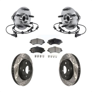 Front Hub Bearing Assembly Coated Drilled Slot Brake Rotor & Pad Kit For Jeep Wrangler JK KBB-113550